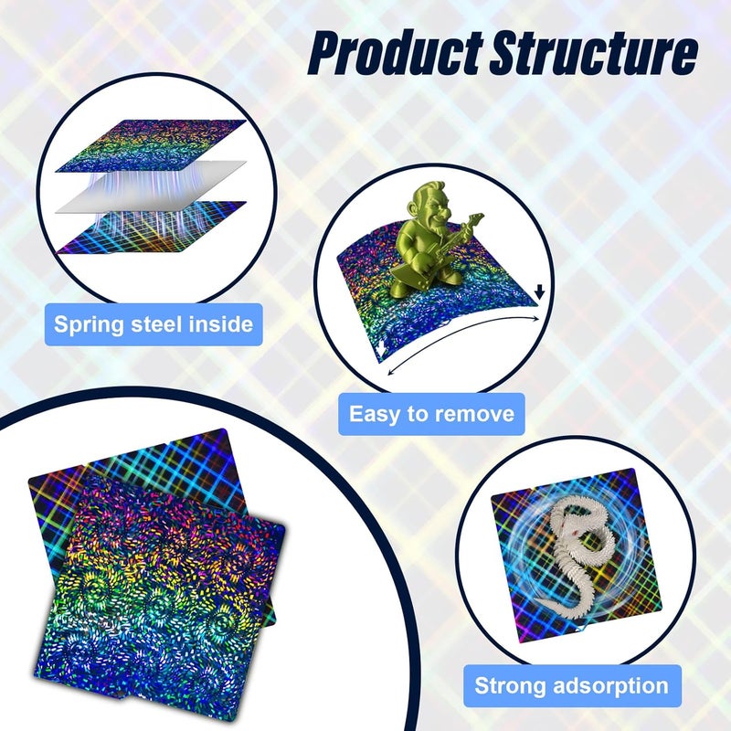 IdeaFormer-3D Smooth PEW PES Build Plate 264x276mm, Rainbow Gear+Plaid Kobra S1 Spring Steel Plate PEW PES Print Bed for Anycubic Kobra S1/Kobra S1 Combo 3D Printer Platform - Image 3